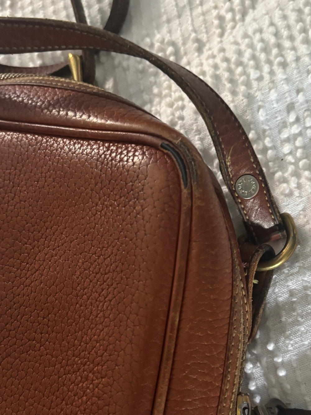 Vintage ‘90s Dooney & Bourke Crossbody Cognac Orange Brown Leather Purse - Picture 8 of 13